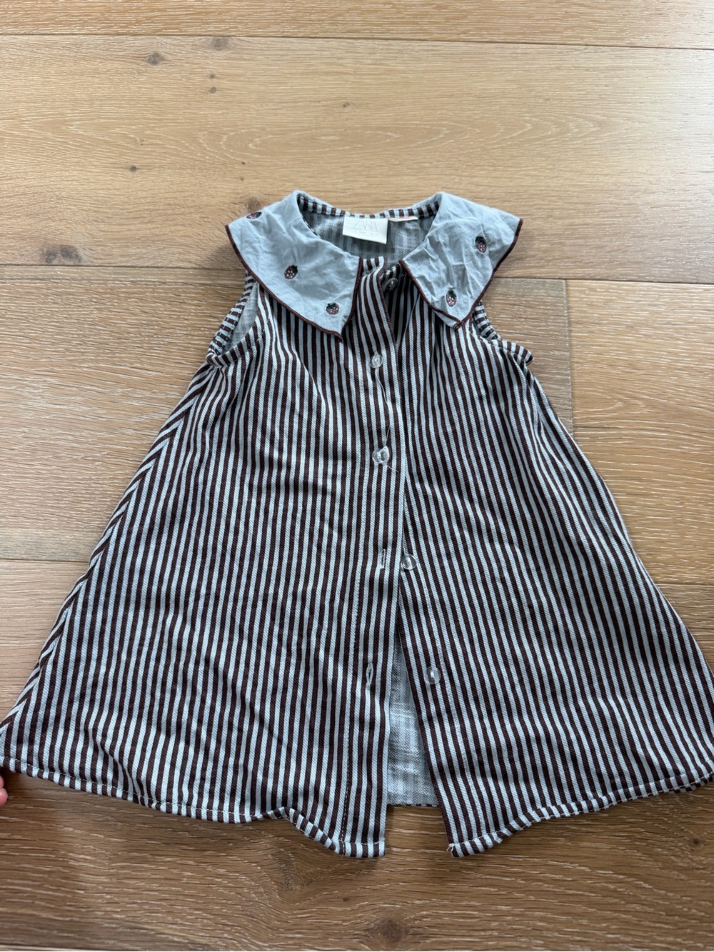 Zara kids Sleeveless Dress with Embroidered Collar